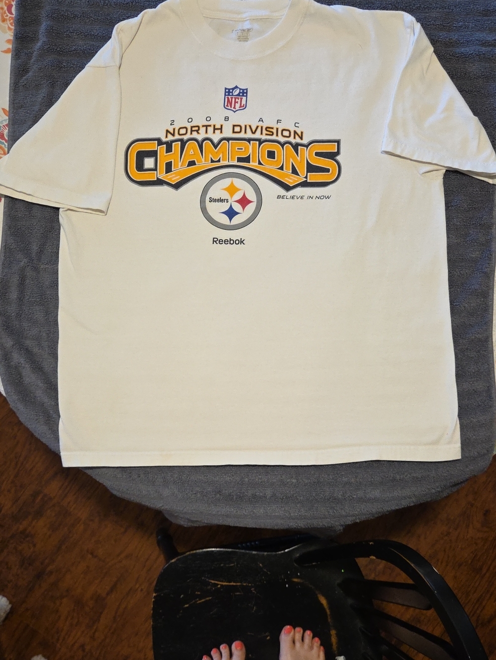 Reebok White Kids Champions Graphic Tee with Yellow and Black Accents